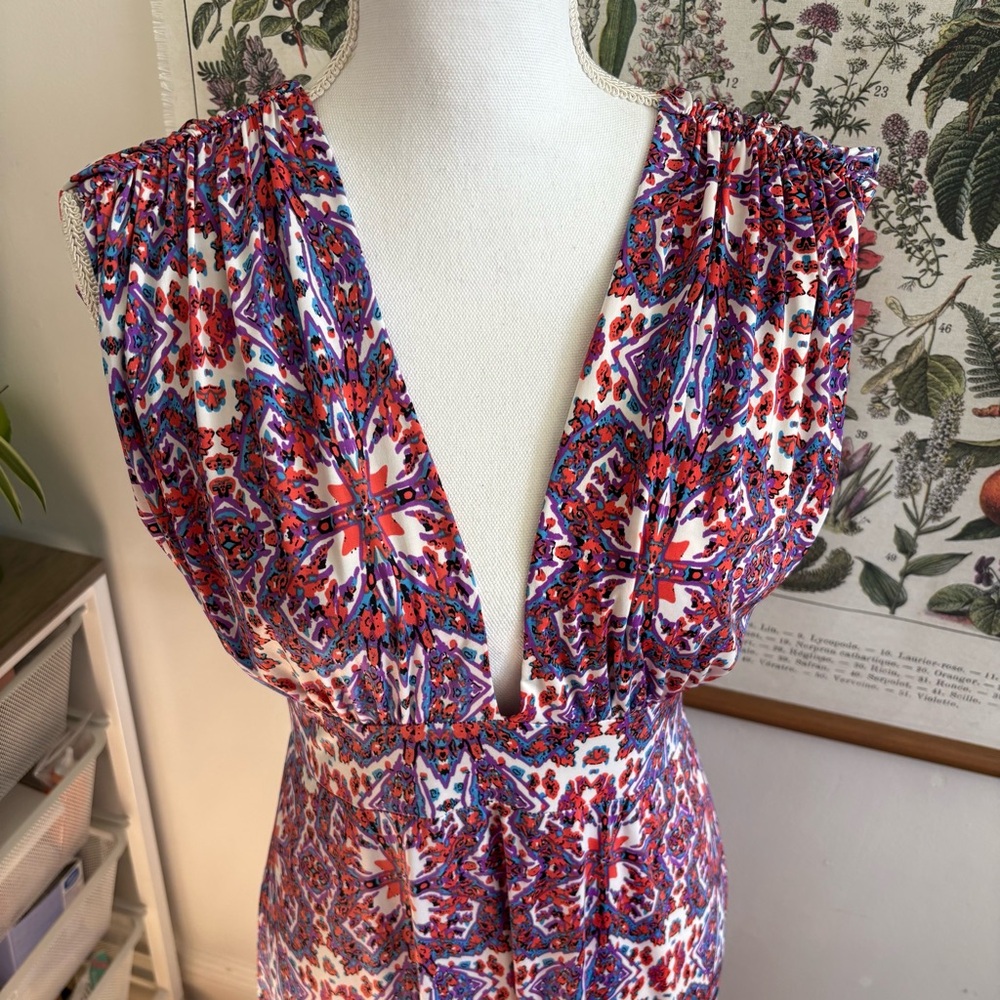 Veronica Floral Boho V-Neck Maxi Dress Large - Picture 2 of 8